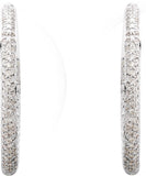 18K White 1 1/2 CTW Diamond Inside-Outside Hinged 28 mm Hoop Earrings