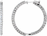 14K White 2 CTW Diamond Inside-Outside Hinged 36.9 mm Hoop Earrings