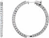 14K White 2 CTW Diamond Inside-Outside Hinged 36.9 mm Hoop Earrings