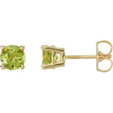 14K Yellow 5 mm Round Peridot Earrings