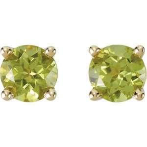 14K Yellow 5 mm Round Peridot Earrings