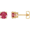 14K Yellow Pink Tourmaline Earrings