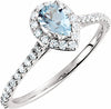 14K White Aquamarine & 3/8 CTW Diamond Engagement Ring