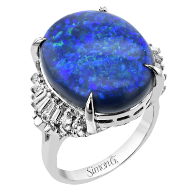 Simon G Fashion Opal Ring In 18K Gold With Diamonds (White)