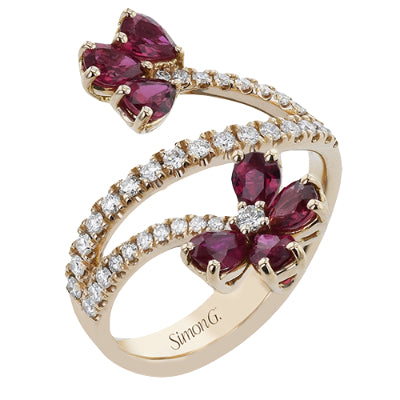 Simon G Fashion Color Ring In 18K Gold With Diamonds (Rose)