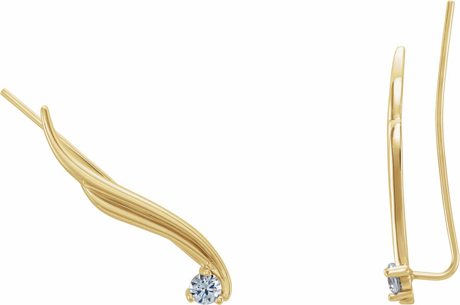 14K Yellow 1/5 CTW Diamond Ear Climbers