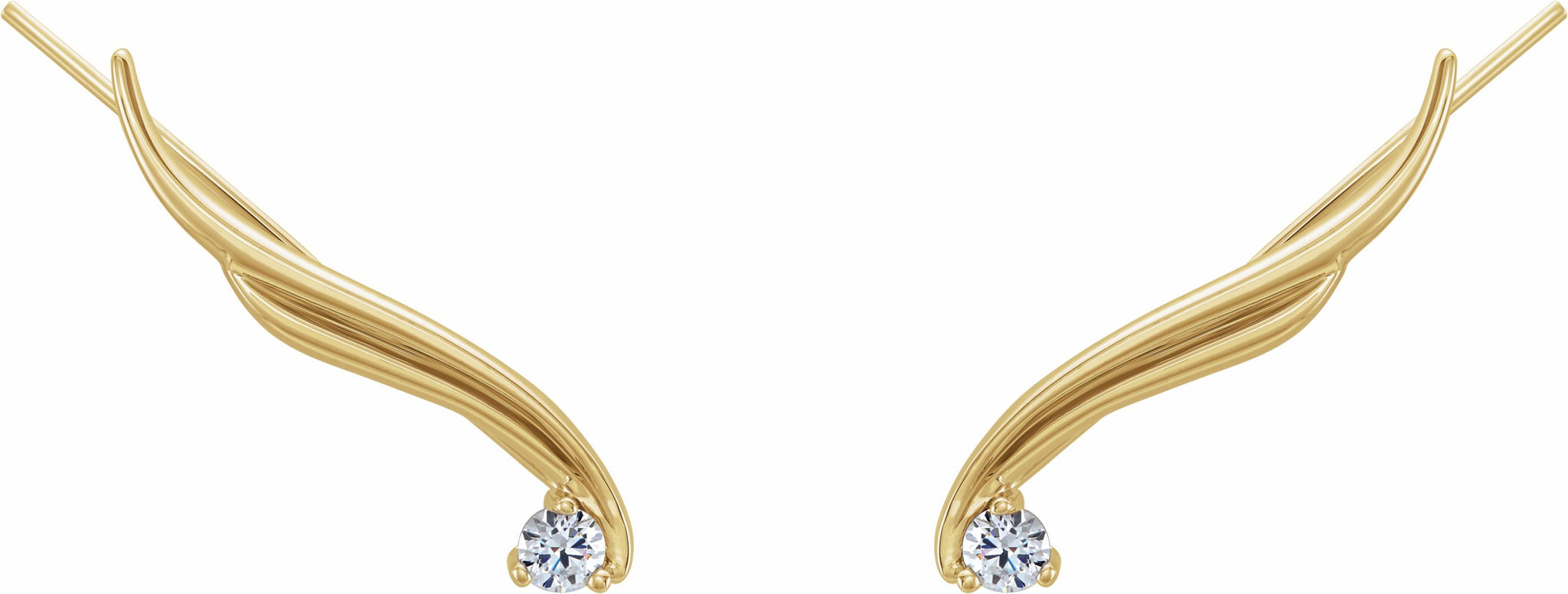 14K Yellow 1/5 CTW Diamond Ear Climbers