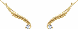 14K Yellow 1/5 CTW Diamond Ear Climbers