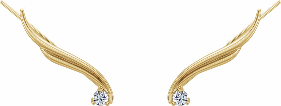 14K Yellow 1/5 CTW Diamond Ear Climbers