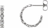 14K White 3/8 CTW Diamond Bezel-Set Huggies