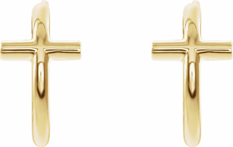 14K Yellow Cross 11.8 mm Huggies