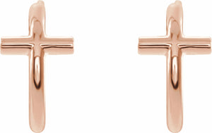 14K Rose Cross 11.8 mm Huggies