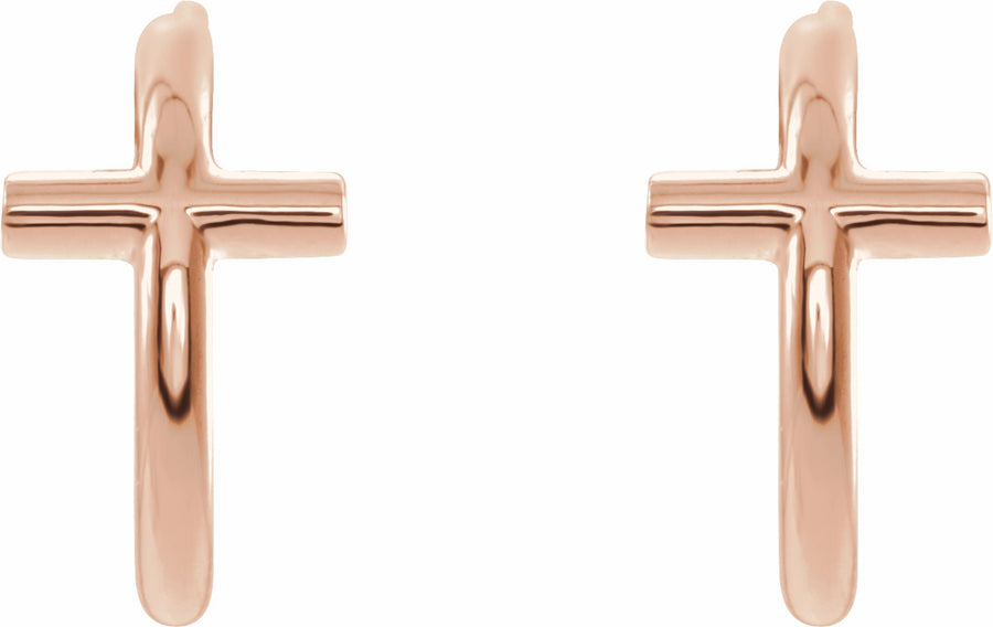 14K Rose Cross 11.8 mm Huggies