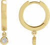 14K Yellow 1/5 CTW Diamond Hinged Hoop Earrings