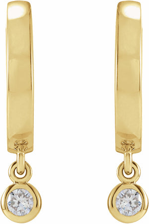 14K Yellow 1/5 CTW Diamond Hinged Hoop Earrings