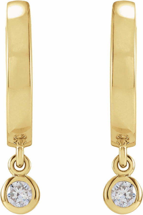 14K Yellow 1/5 CTW Diamond Hinged Hoop Earrings