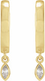 14K Yellow 1/8 CTW Diamond Hinged Hoop Earrings