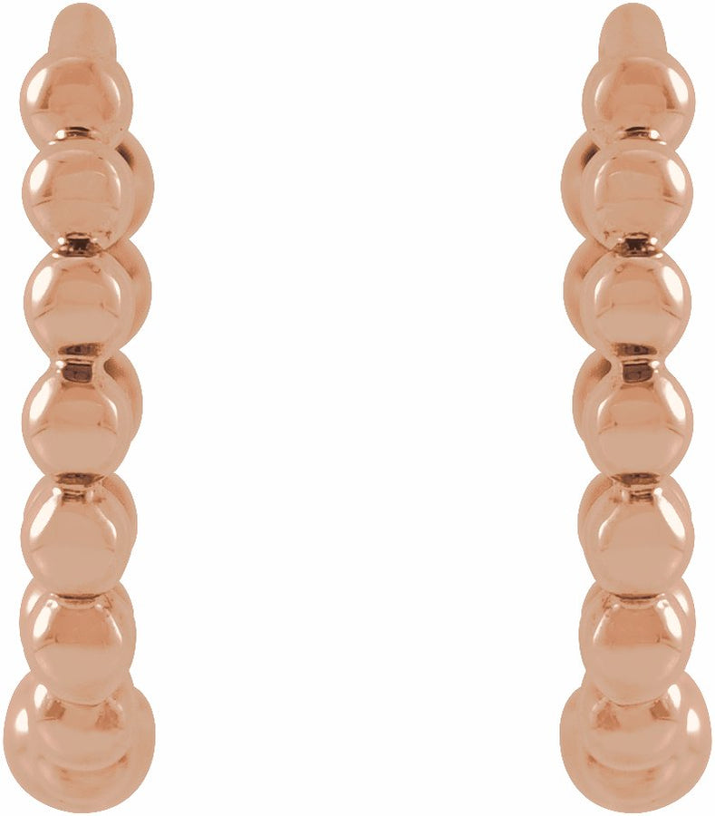 14K Rose Beaded 11 mm Huggies