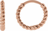 14K Rose 11 mm Twisted Rope Huggies