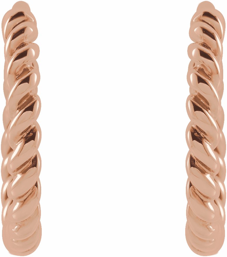 14K Rose 11 mm Twisted Rope Huggies