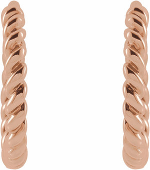 14K Rose 11 mm Twisted Rope Huggies