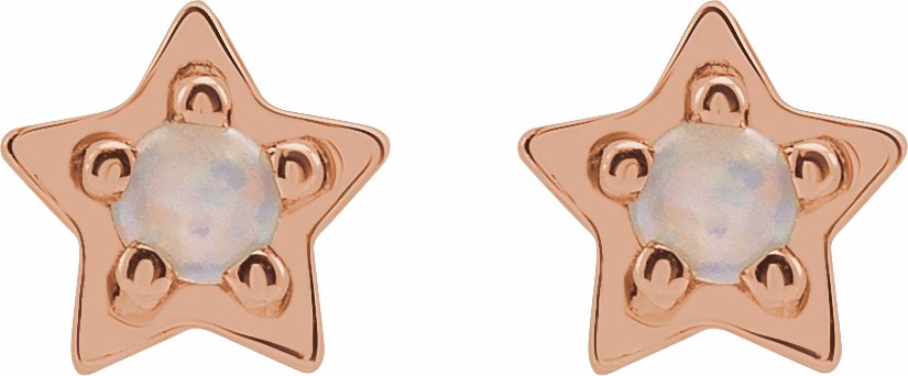 14K Rose Opal Star Earrings