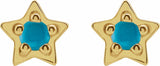 14K Yellow Turquoise Star Earrings