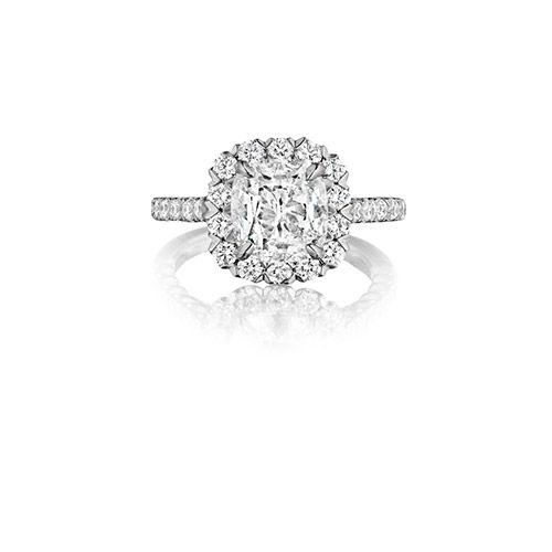 Henri Daussi 18K White Gold 1.05ct Signature Daussi Cushion Cut Diamond Engagement Ring
