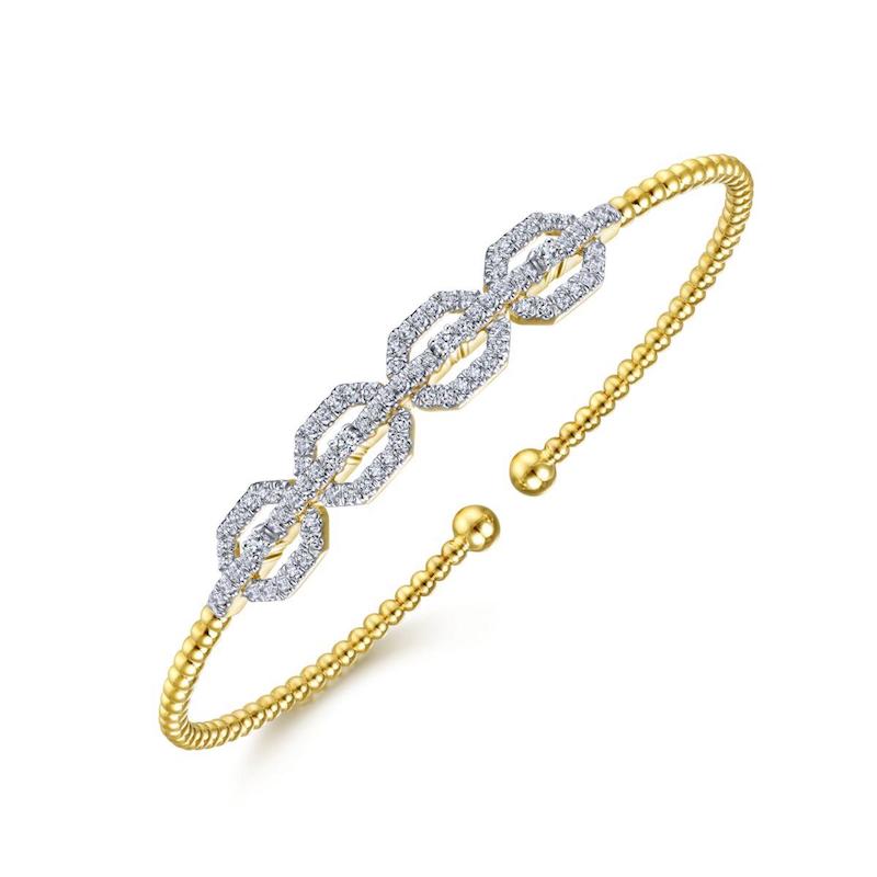 Gabriel & Co. 14k Yellow Gold Bujukan Diamond Bangle Bracelet