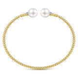 Gabriel & Co. 14k Yellow Gold Bujukan Pearl & Diamond Bangle Bracelet