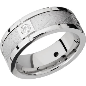 Lashbrook Cobalt Chrome Meteorite Diamond 8mm Men's Wedding Band