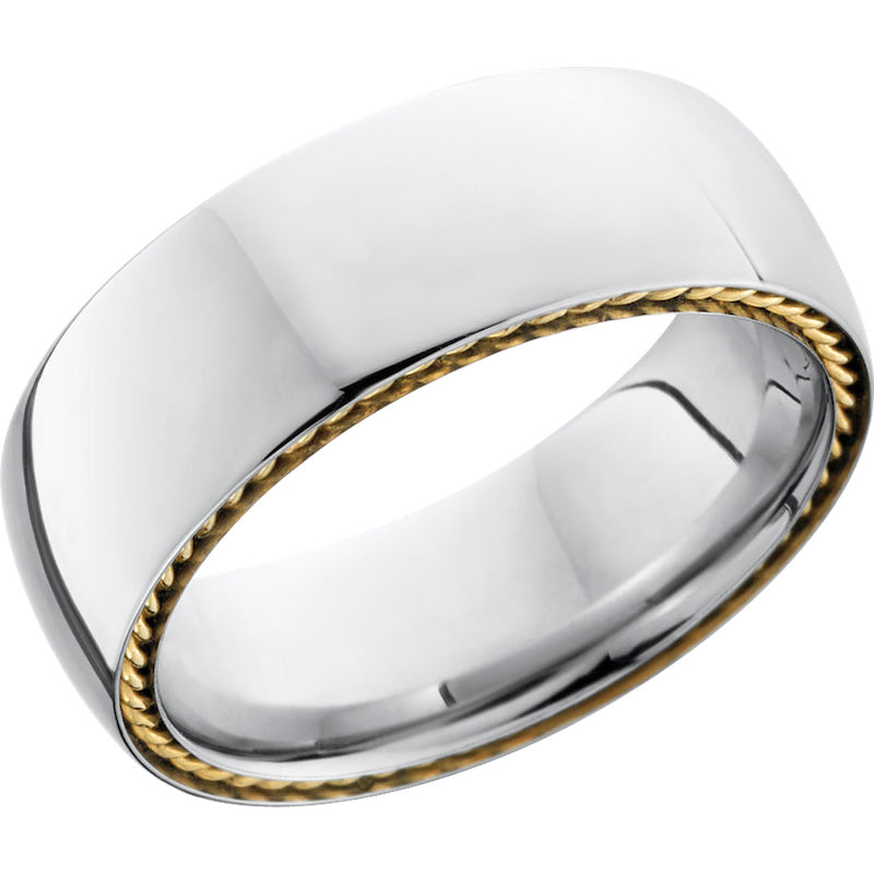 Lashbrook White & Yellow Cobalt Chrome 8mm Men's Wedding Band