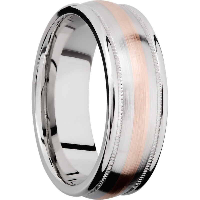 Lashbrook Rose & White Cobalt Chrome 8mm Men's Wedding Band