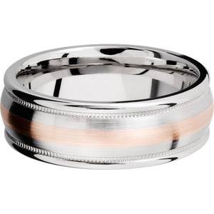 Lashbrook Rose & White Cobalt Chrome 8mm Men's Wedding Band