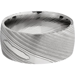 Lashbrook Black & White Damascus Steel 10mm Men's Wedding Band