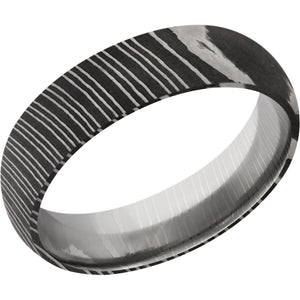 Lashbrook Black & White Damascus Steel 6mm Men's Wedding Band