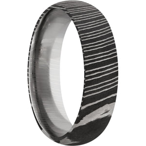 Lashbrook Black & White Damascus Steel 6mm Men's Wedding Band