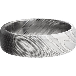 Lashbrook Black & White Damascus Steel 7mm Men's Wedding Band