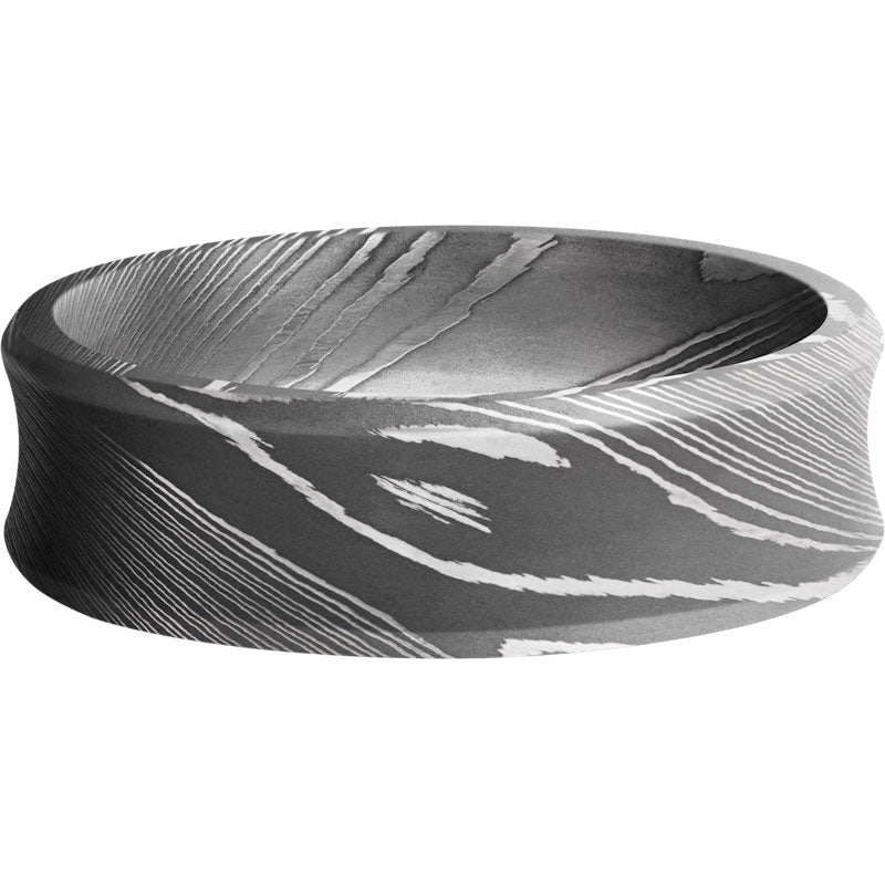 Lashbrook Black & White Damascus Steel 7mm Men's Wedding Band