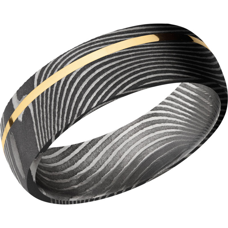 Lashbrook Black White & Yellow Damascus Steel 7mm Men's Wedding Band