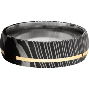 Lashbrook Black White & Yellow Damascus Steel 7mm Men's Wedding Band