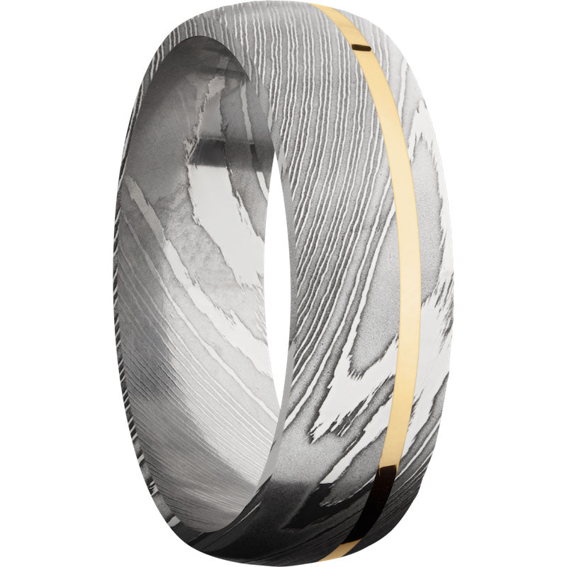 Lashbrook Black White & Yellow Damascus Steel 7mm Men's Wedding Band