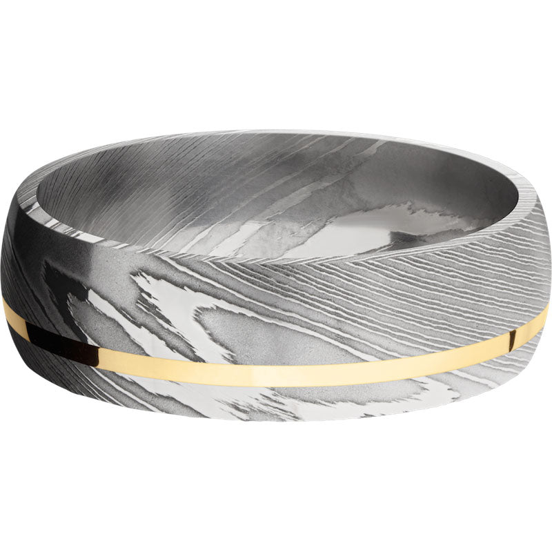 Lashbrook Black White & Yellow Damascus Steel 7mm Men's Wedding Band