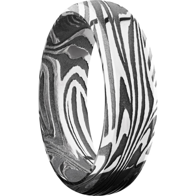 Lashbrook Black & White Damascus Steel 7mm Men's Wedding Band