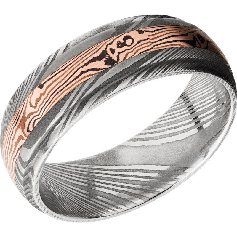 Lashbrook Black White & Yellow Damascus Steel 7mm Men's Wedding Band