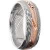 Lashbrook Black White & Yellow Damascus Steel 7mm Men's Wedding Band