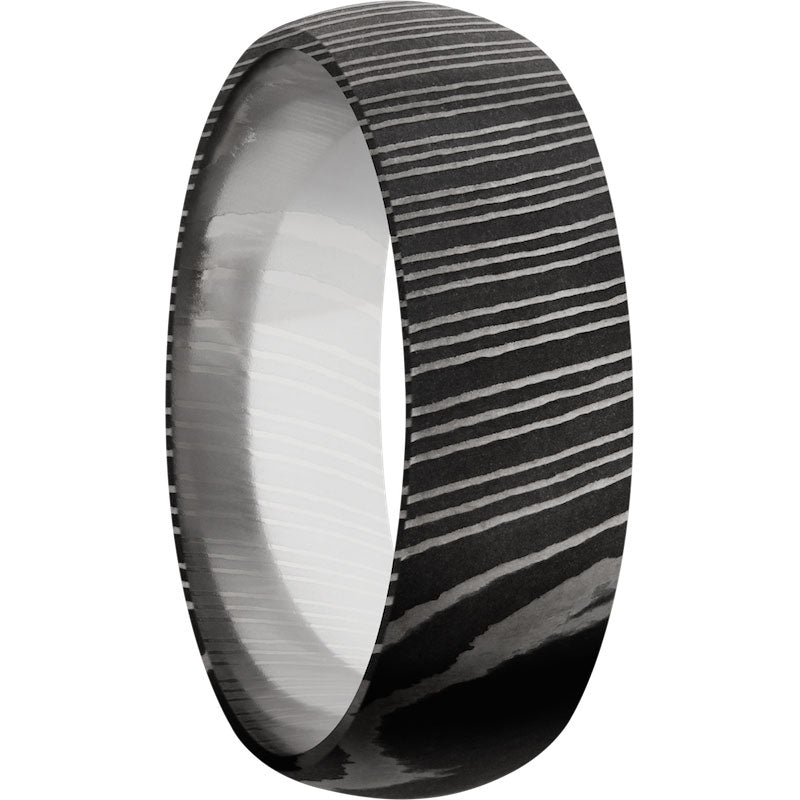 Lashbrook Black & White Damascus Steel 7mm Men's Wedding Band