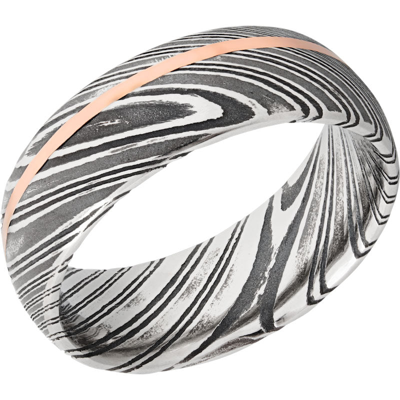 Lashbrook Black Rose & White Damascus Steel 8mm Men's Wedding Band