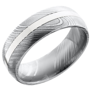 Lashbrook Black & White Damascus Steel Men's Wedding Band