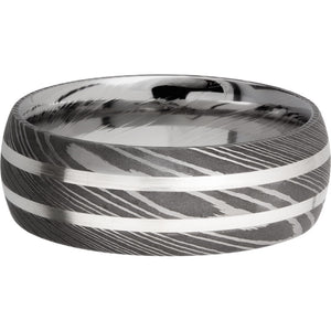 Lashbrook Black & White Damascus Steel 8mm Men's Wedding Band